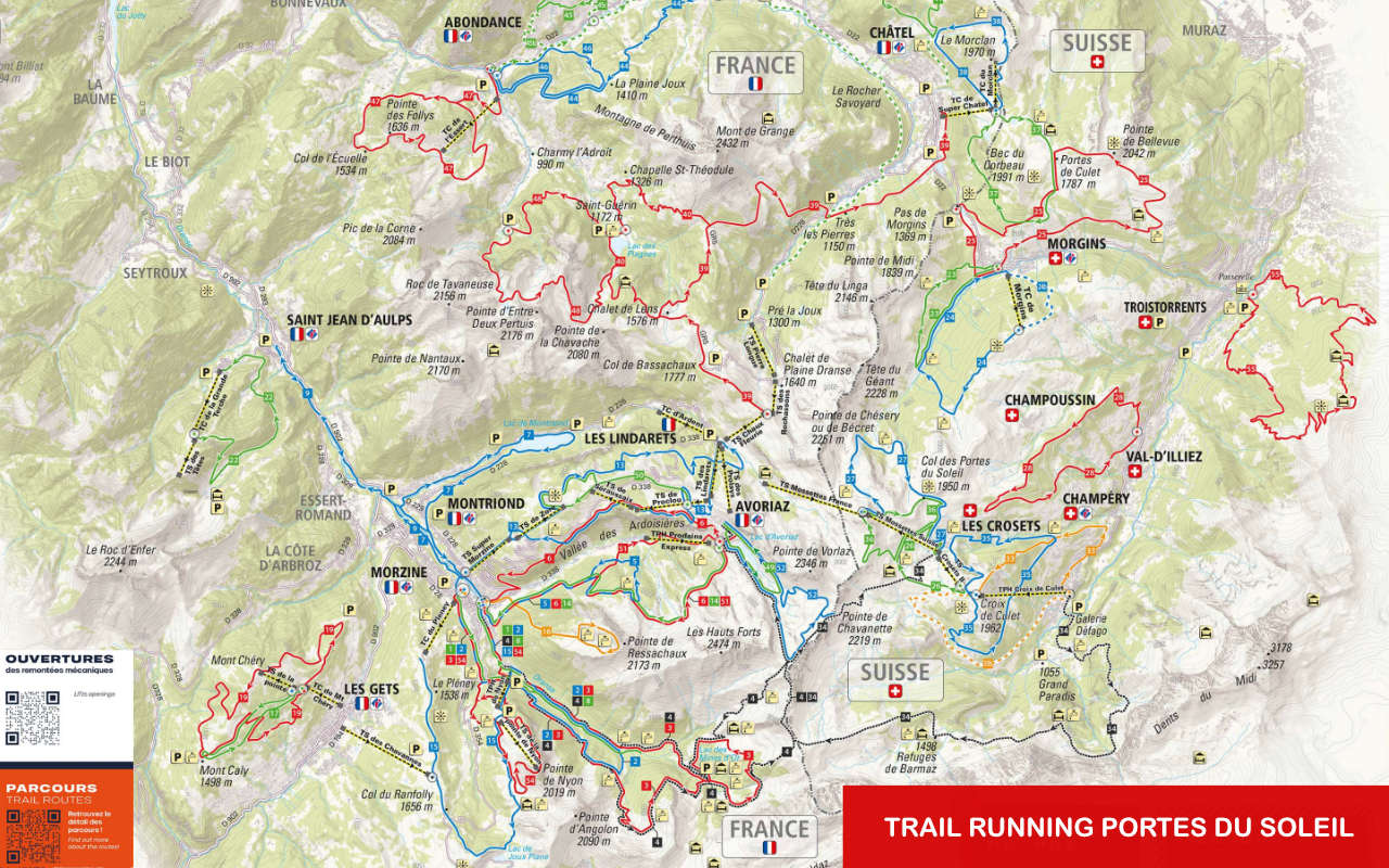 Trail Running map of the Portes du Soleil